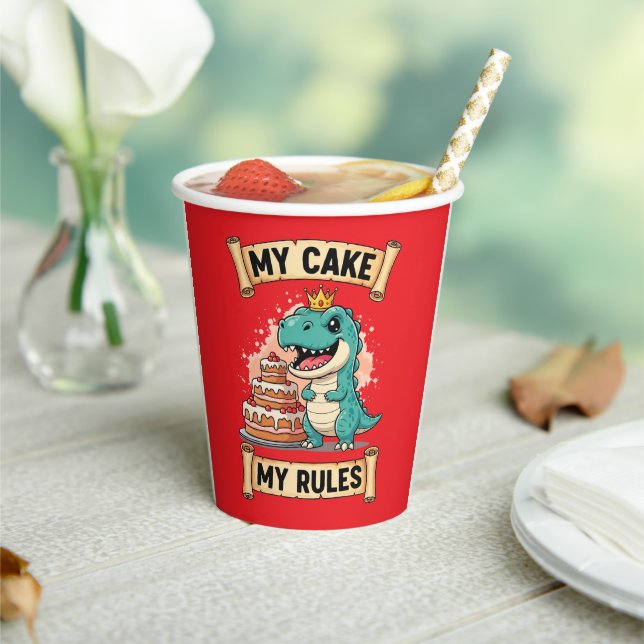 Dino Birthday King My Cake My Rules Pappbecher (In Situ)