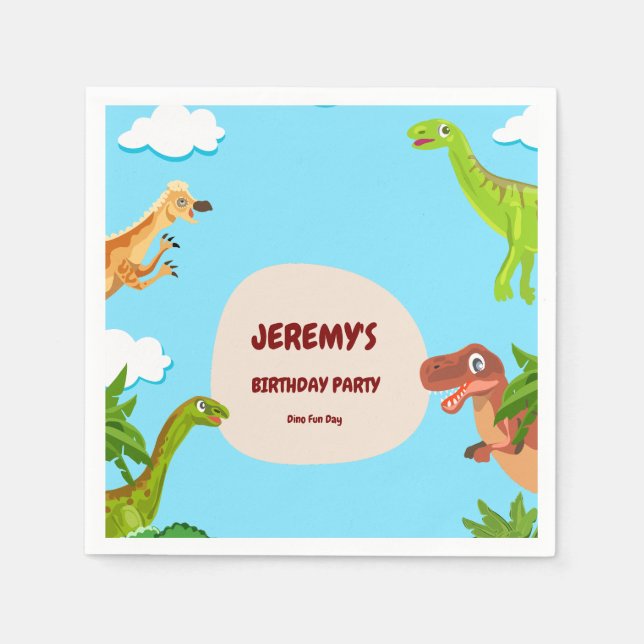 Dino Birthday Party Napkins - Kinder Serviette (Vorderseite)