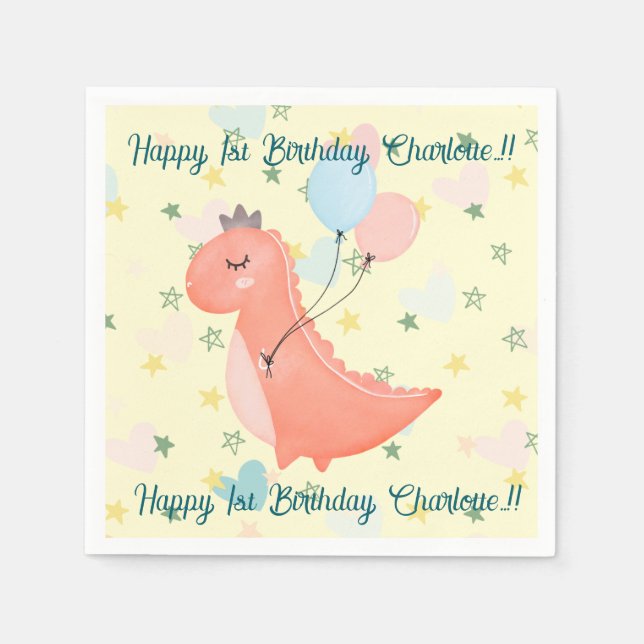 Dino Birthday Party Serviette (Vorderseite)