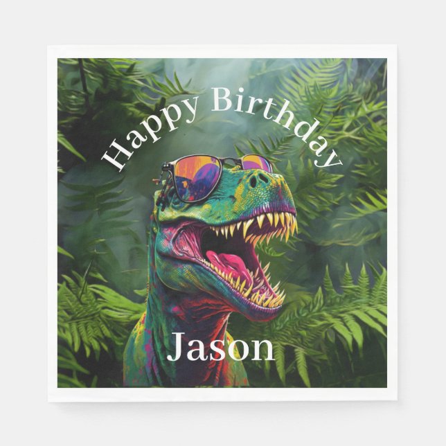 Dino Birthday Serviette (Vorderseite)