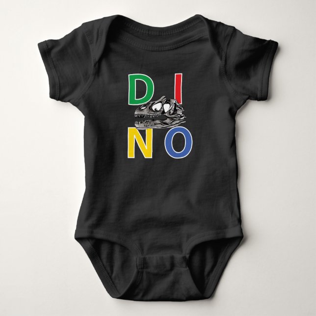 DINO - Black Baby Jersey Bodysuit Strampler (Vorderseite)