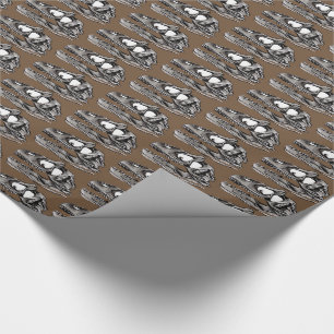 DINO - Braunes glänzendes Papier, 30" x 6' Geschenkpapier