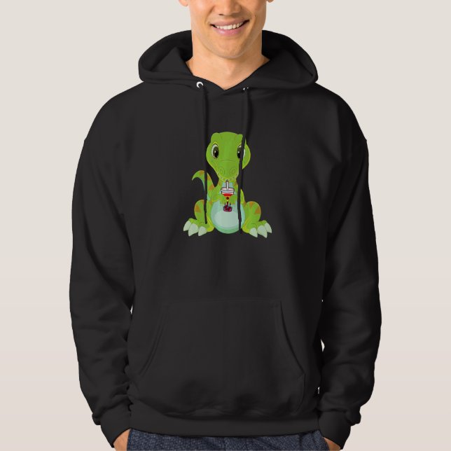 Dino Bubble Tea Lgbt Gay Pride Lgbt Flag   Hoodie (Vorderseite)