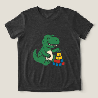 Dino Building Blocks Fun Tri-Blend Shirt