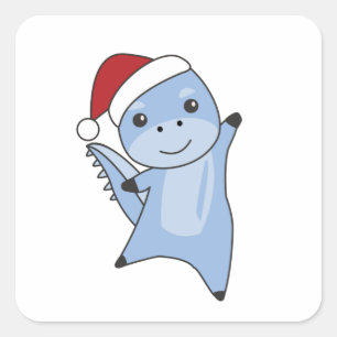 Dino Christmas Dinos Winter Animals Quadratischer Aufkleber