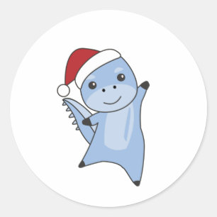 Dino Christmas Dinos Winter Animals Runder Aufkleber