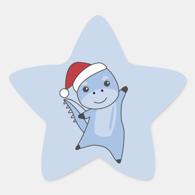 Dino Christmas Dinos Winter Animals Star Sticker (Vorderseite)