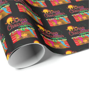 Dino Christmas - Dinosaurier-Strümpfe Geschenkpapier