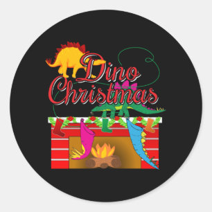 Dino Christmas - Dinosaurier-Strümpfe Runder Aufkleber