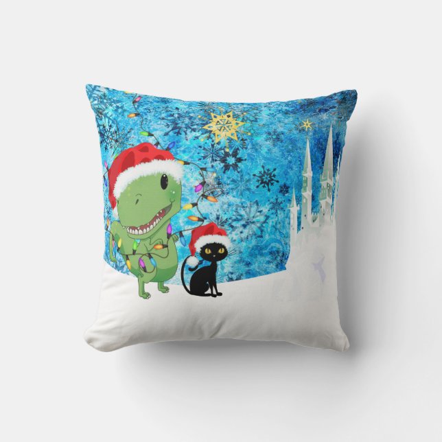 Dino Christmas Kissen (Vorderseite)