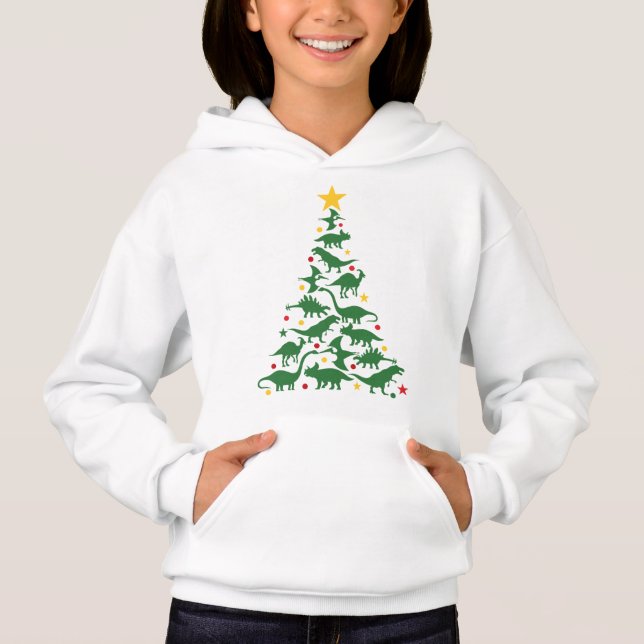 Dino Christmas Tree Hoodie (Vorderseite)