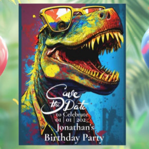 Dino Cool T-Rex Save the Date Postkarte