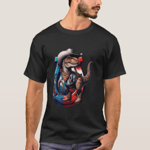 Dino Cowboy Texas State Hufeisen Lustig T-Shirt