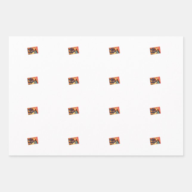 Dino Cowboy Wrapping Paper Flat Sheet Set 3 Geschenkpapier Set (Vorderseite)