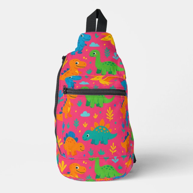 Dino Dash Print Cut Nähtasche Crossbody Bag (Vorderseite)
