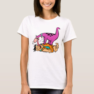 Dino, der FredFlintstone leckt T-Shirt