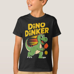 Dino Dinker Pickleball Cartoon T-Shirt