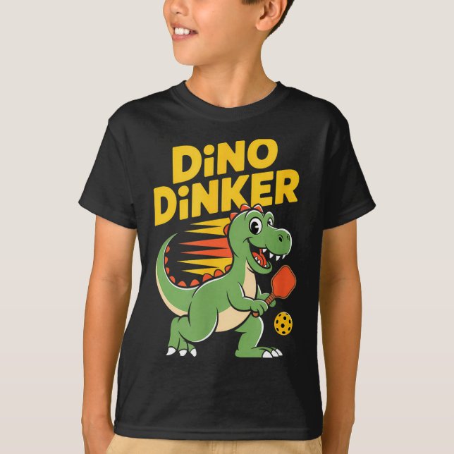Dino Dinker Pickleball Cartoon  T-Shirt (Vorderseite)