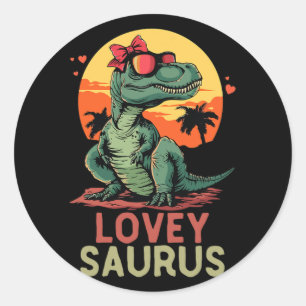 Dino Dinosaur Lovey-saurus T-rex Funny Trex Runder Aufkleber