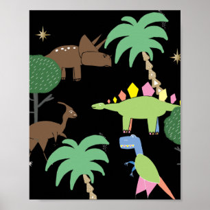 Dino Dinosaur Nacht im Jurrasic Park Art & Spa Kin Poster