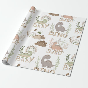 Dino-Dinosaurier in skandinavischem Stil Packpapie Geschenkpapier