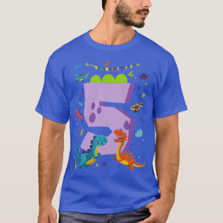 Dino Dinosaurier Kinder 5. Geburtstag 5 Jahre alt T-Shirt