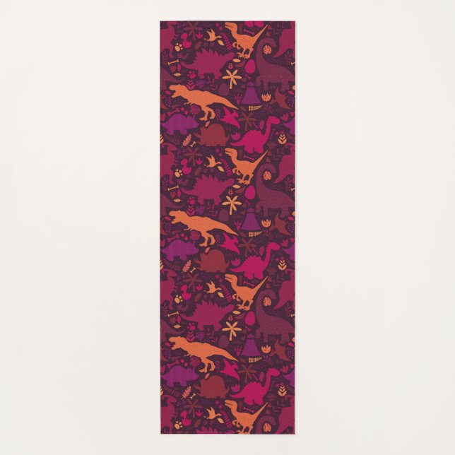Dino Doodle Silhouetten Kinder Dinosaurier Yogamatte (Vorderseite)
