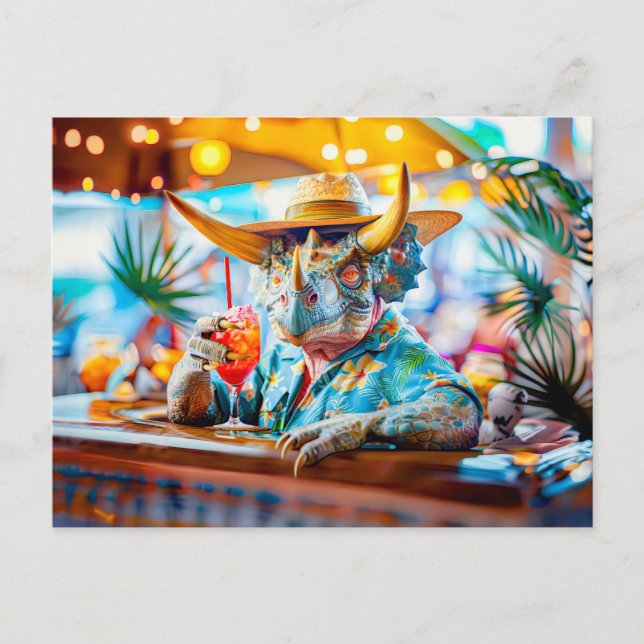 Dino Drink bei Cocktail Bar Feiertagspostkarte (Vorderseite)