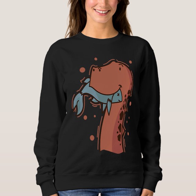 Dino eats a Fish Dinosaur Reptile Sweatshirt (Vorderseite)