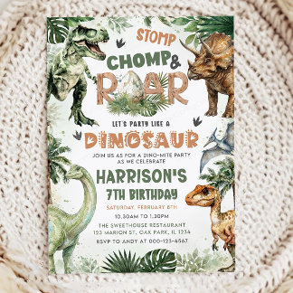 Dino-Einladung T-Rex-Party Dinosaurier-Geburtstags Einladung