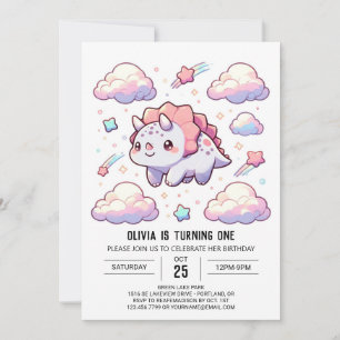 Dino Elegant Dinosaur 1. Geburtstag Einladung