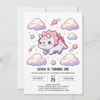 Dino Elegant Dinosaur 1. Geburtstag Einladung