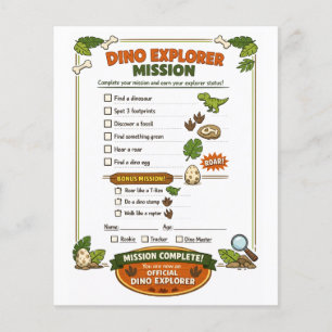 Dino Explorer Dinosaurier Geburtstagsfeier Spiel Flyer