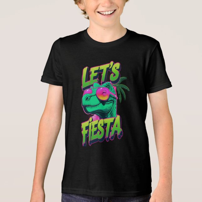 🦖 Dino Fiesta Vibes T-Shirt Tri-Blend Shirt (Vorderseite)