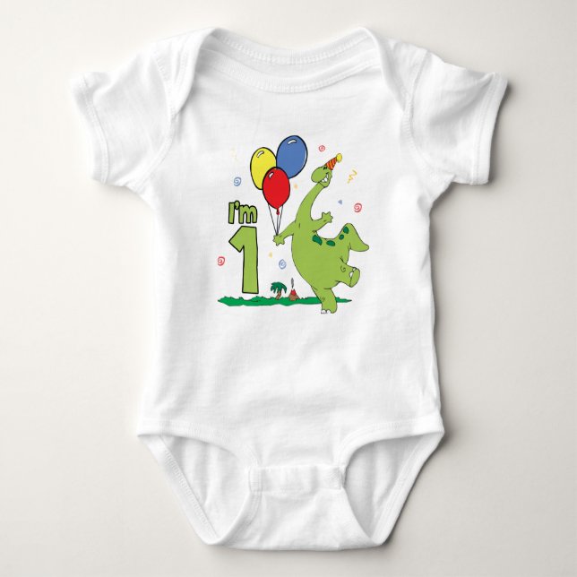 Dino First Birthday Baby Strampler (Vorderseite)