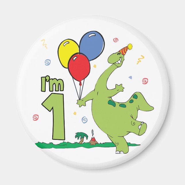 Dino First Birthday Magnet (Vorne)