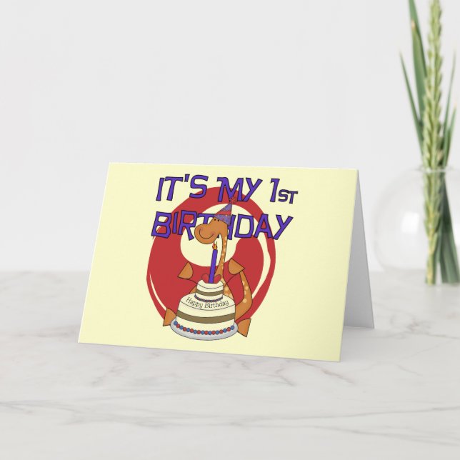 Dino First Birthday Tshirts und Geschenke Karte (Vorderseite)