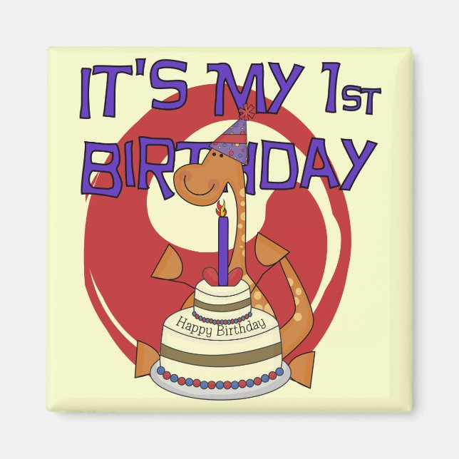 Dino First Birthday Tshirts und Geschenke Magnet (Vorne)