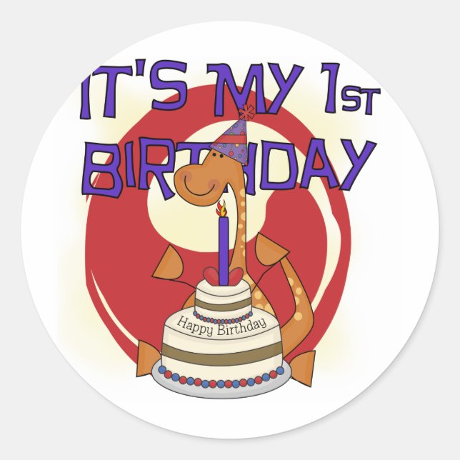 Dino First Birthday Tshirts und Geschenke Runder Aufkleber (Vorderseite)