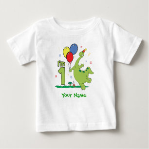 Dino First Geburtstag Personalisiert Baby T-shirt