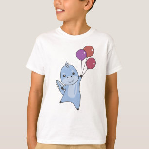 Dino fliegt mit Balloons Niedliche Tiere Dinosauri T-Shirt
