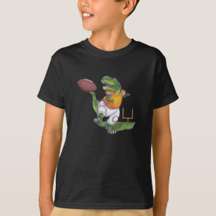 Dino Football Player Kinder Dunkles T-Shirt