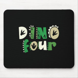 Dino Four Birthday Dinosaurier 4. Geburtstag Match Mousepad