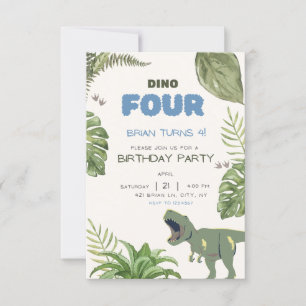 Dino-Four-Kindergeburtstag-Party Einladung