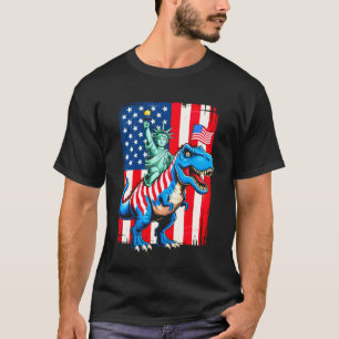 Dino Freiheitsstatue 4. Juli Lustige Jungen Amer T-Shirt