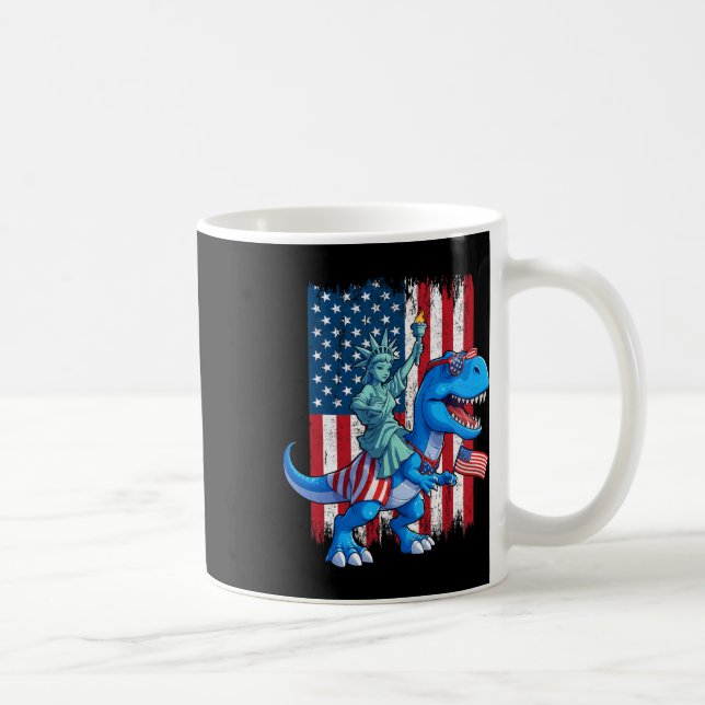 Dino Freiheitsstatue 4. Juli Trex American F Kaffeetasse (Rechts)
