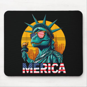 Dino Freiheitsstatue 4. Juli Trex Boys Ameri Mousepad
