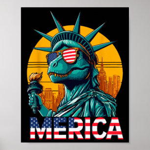 Dino Freiheitsstatue 4. Juli Trex Boys Ameri Poster