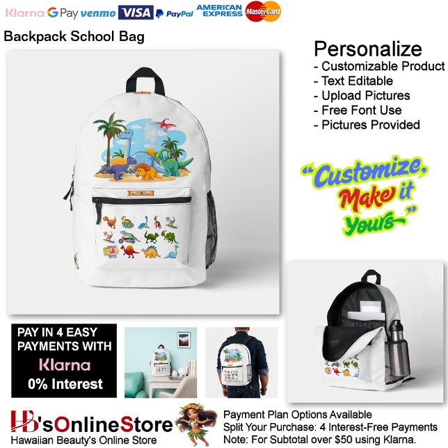 Dino Friends Backpack Print Cut Sew School Bag 11 Bedruckter Rucksack (Dino Friends Backpack Print Cut Sew School Bag 11.)