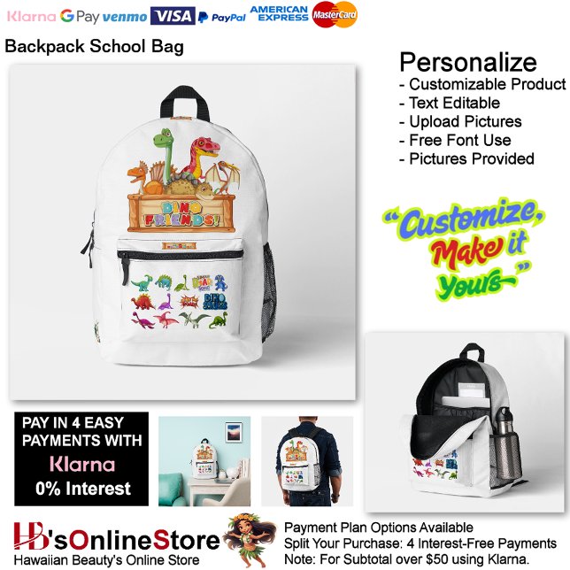 Dino Friends Backpack Print Cut Sew School Bag 12 Bedruckter Rucksack (Dino Friends Backpack Print Cut Sew School Bag 12.)